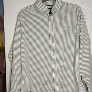 GAP Men's Green and White Striped Shirt